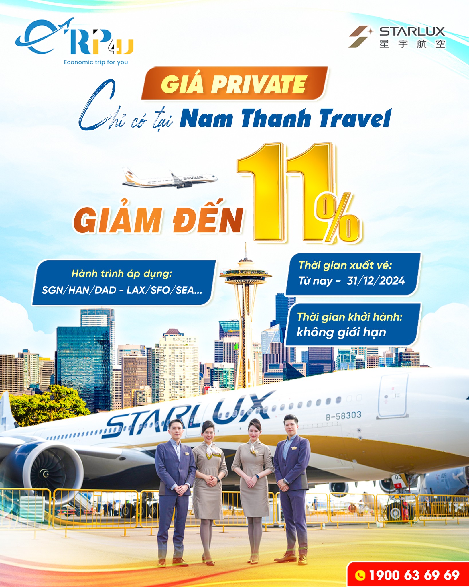 Starlux Airlines: Ưu đ&atilde;i gi&aacute; ri&ecirc;ng, giảm tới 11% gi&aacute; v&eacute;