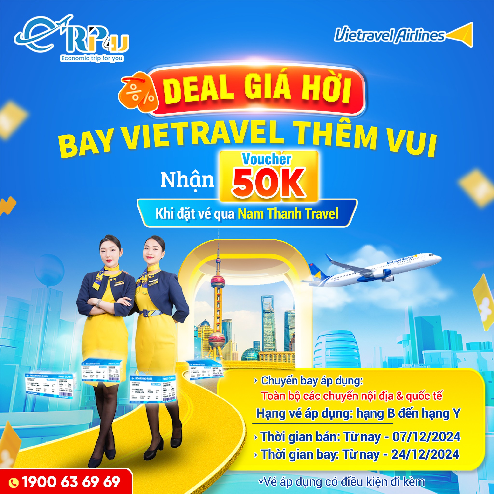 Vietravel: Ưu đãi 50K khi đặt vé qua đại lý Nam Thanh Travel Vietravel: Ưu đãi 50K khi đặt vé qua đại lý Nam Thanh Travel
