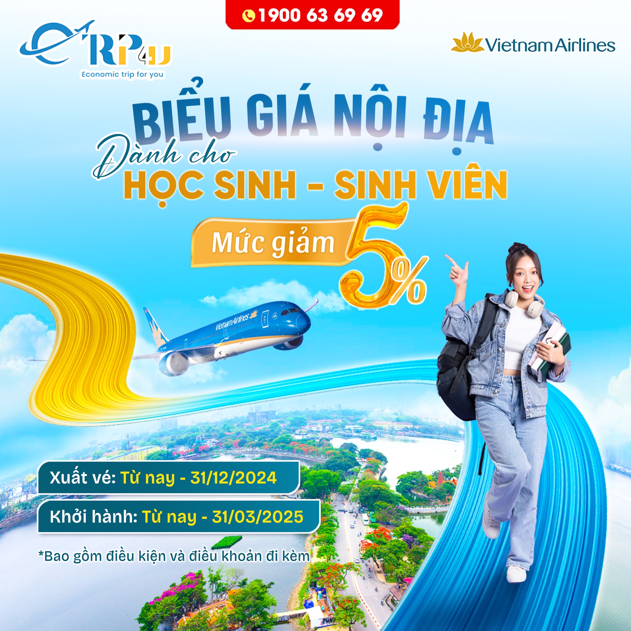 Vietnam Airlines: Giảm 5% d&agrave;nh cho học sinh, sinh vi&ecirc;n