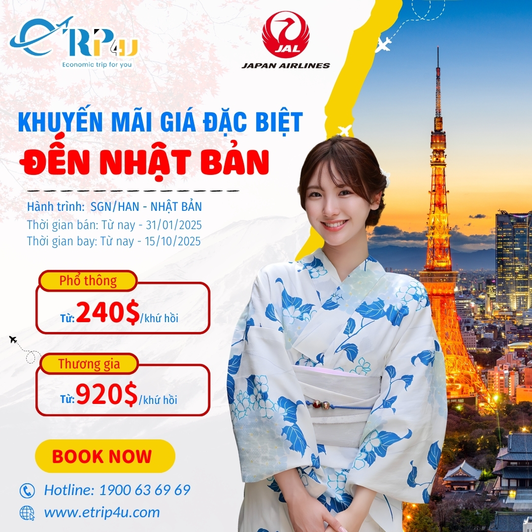 Japan Airlines: Khuyến mãi giá đặc biệt bay đến Nhật Japan Airlines: Khuyến mãi giá đặc biệt bay đến Nhật
