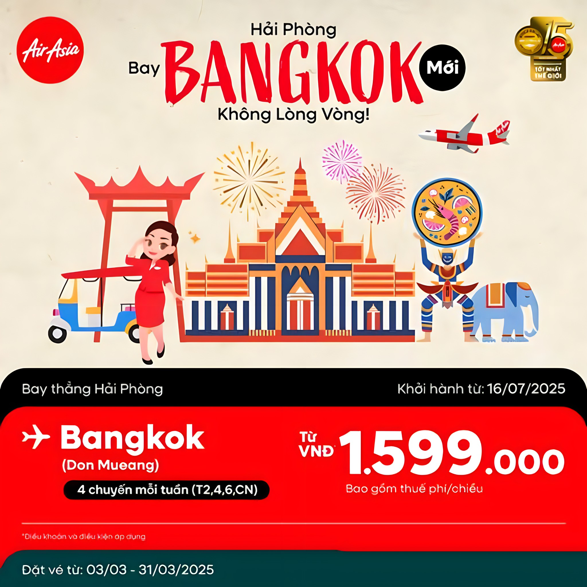 AirAsia chính thức khai thác đường bay thẳng từ Hải Phòng đến Bangkok AirAsia chính thức khai thác đường bay thẳng từ Hải Phòng đến Bangkok