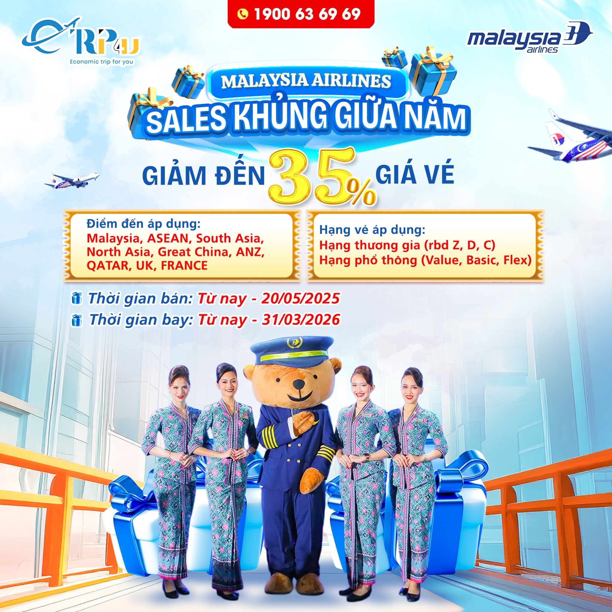 Chương trình ưu đãi giữa năm từ Malaysia Airlines Chương trình ưu đãi giữa năm từ Malaysia Airlines