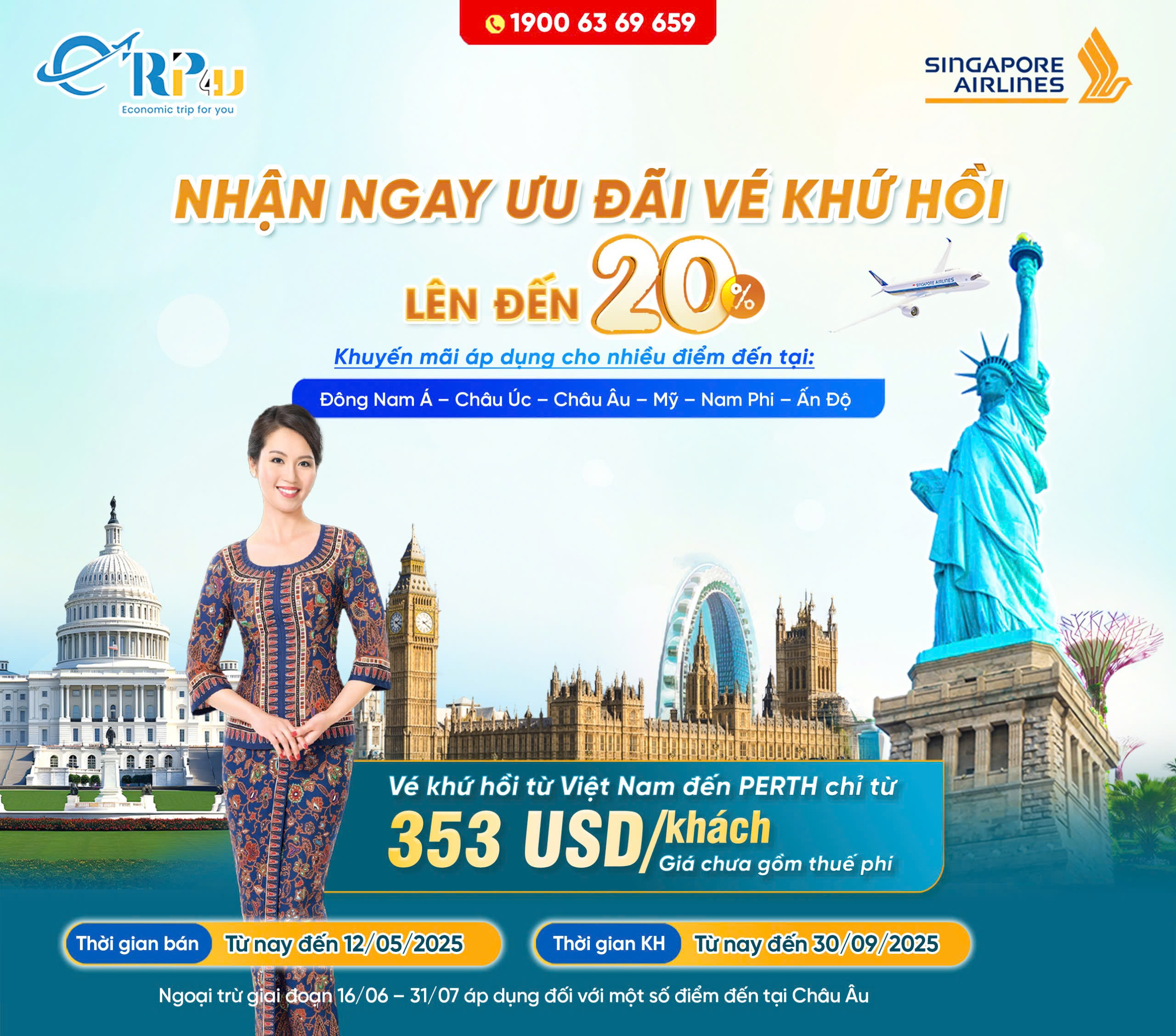 Ưu đ&atilde;i gi&aacute; v&eacute; l&ecirc;n tới 20% trong th&aacute;ng 5 tại Singapore Airline