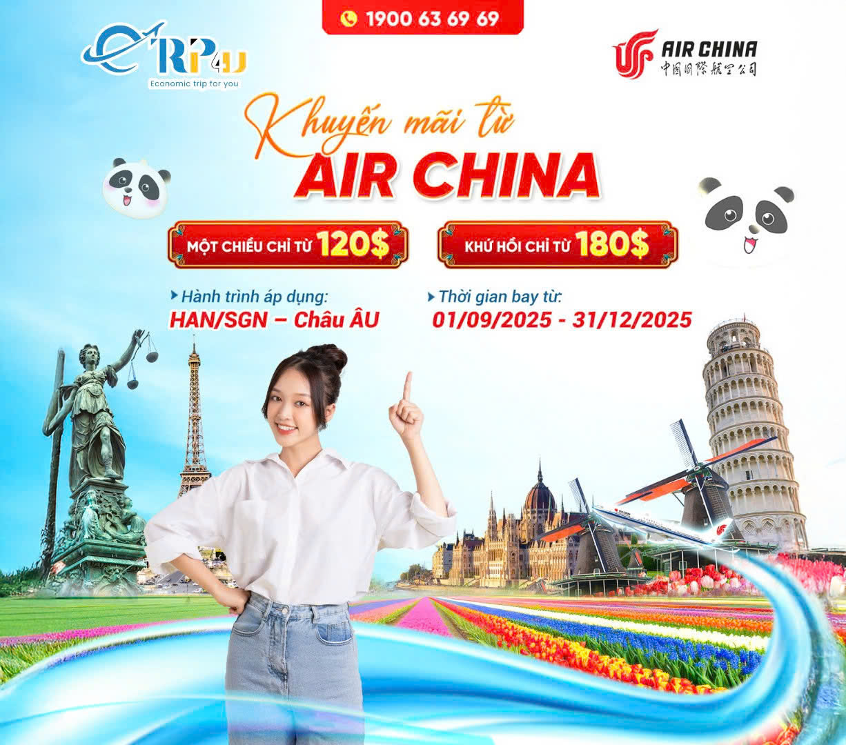 Ưu đãi giá vé chặng bay châu Âu cùng Air China Ưu đãi giá vé chặng bay châu Âu cùng Air China