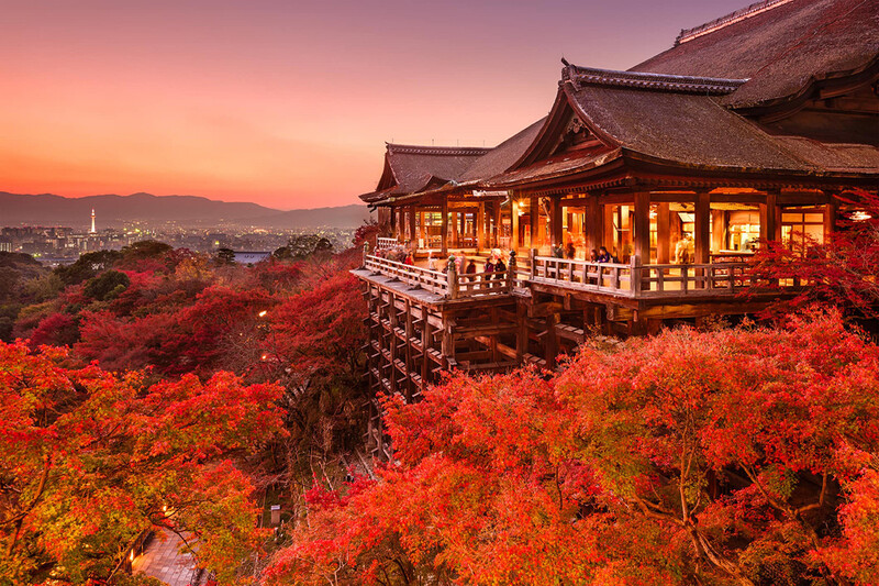 Ch&ugrave;a Kiyomizu thời điểm l&ecirc;n đ&egrave;n