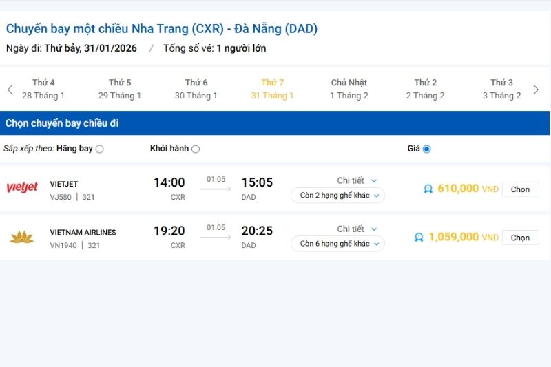Giá vé máy bay Nha Trang Đà Nẵng mới nhất Giá vé máy bay Nha Trang Đà Nẵng mới nhất