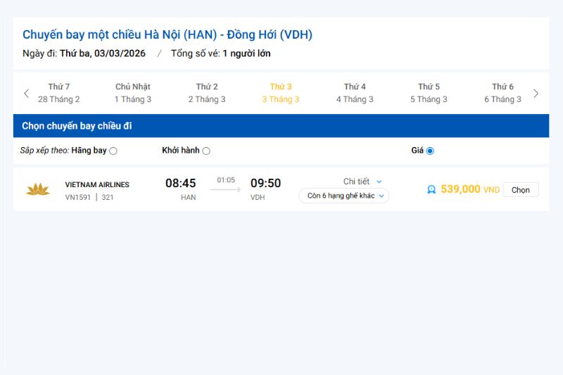 Giá vé máy bay Quảng Bình - Hà Nội mới nhất Giá vé máy bay Quảng Bình - Hà Nội mới nhất