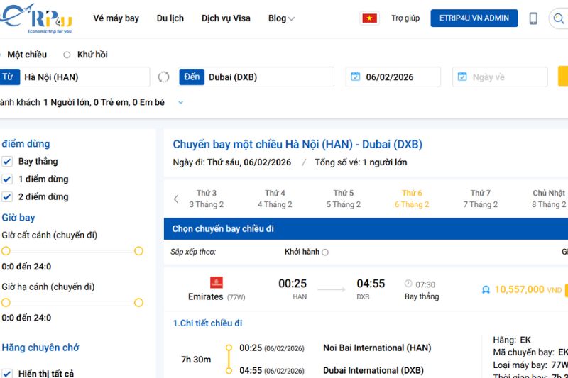 Hướng dẫn đặt vé máy bay Emirates tại Vnbuy Hướng dẫn đặt vé máy bay Emirates tại Vnbuy