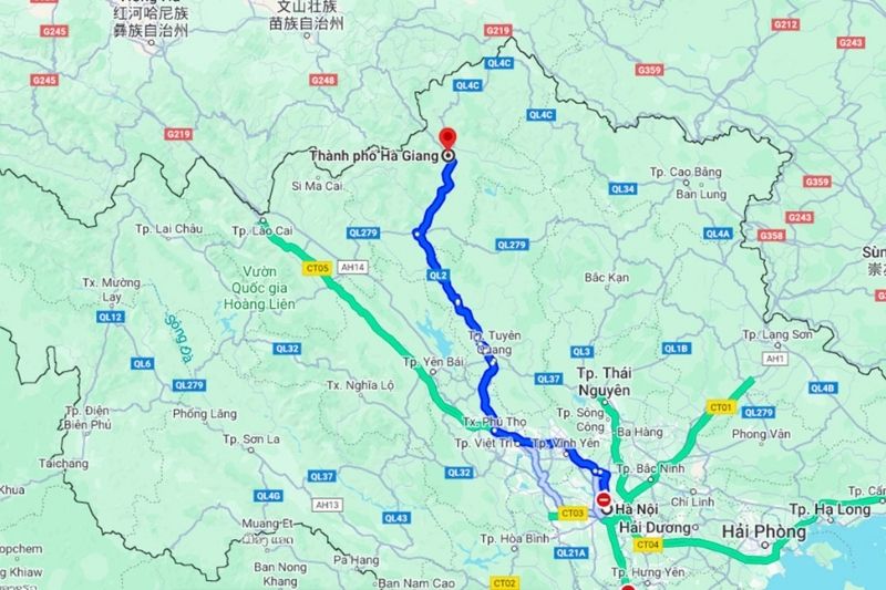 Khoảng cách Hà Nội - Hà Giang Khoảng cách Hà Nội - Hà Giang