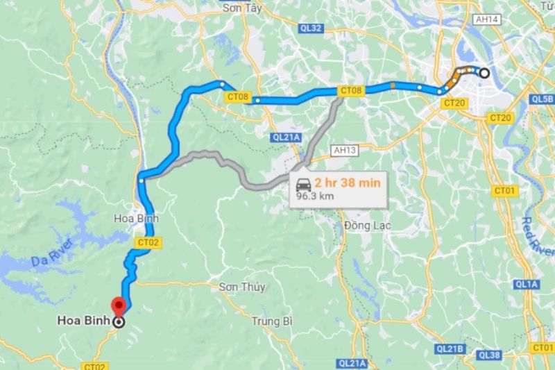 H&ograve;a B&igrave;nh c&aacute;ch H&agrave; Nội bao nhi&ecirc;u km?