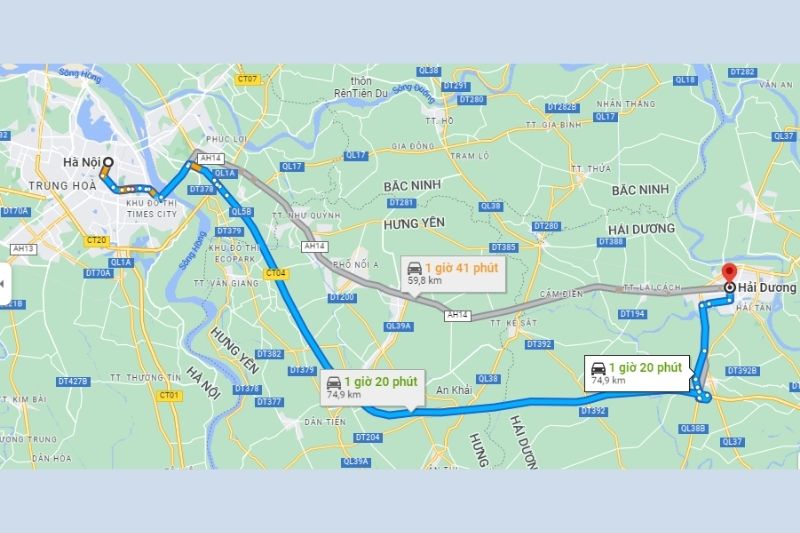 Khoảng cách Hà Nội - Hải Dương Khoảng cách Hà Nội - Hải Dương