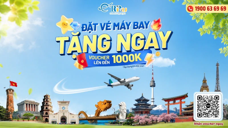 Đặt v&eacute; m&aacute;y bay tặng voucher tour Vnbuy