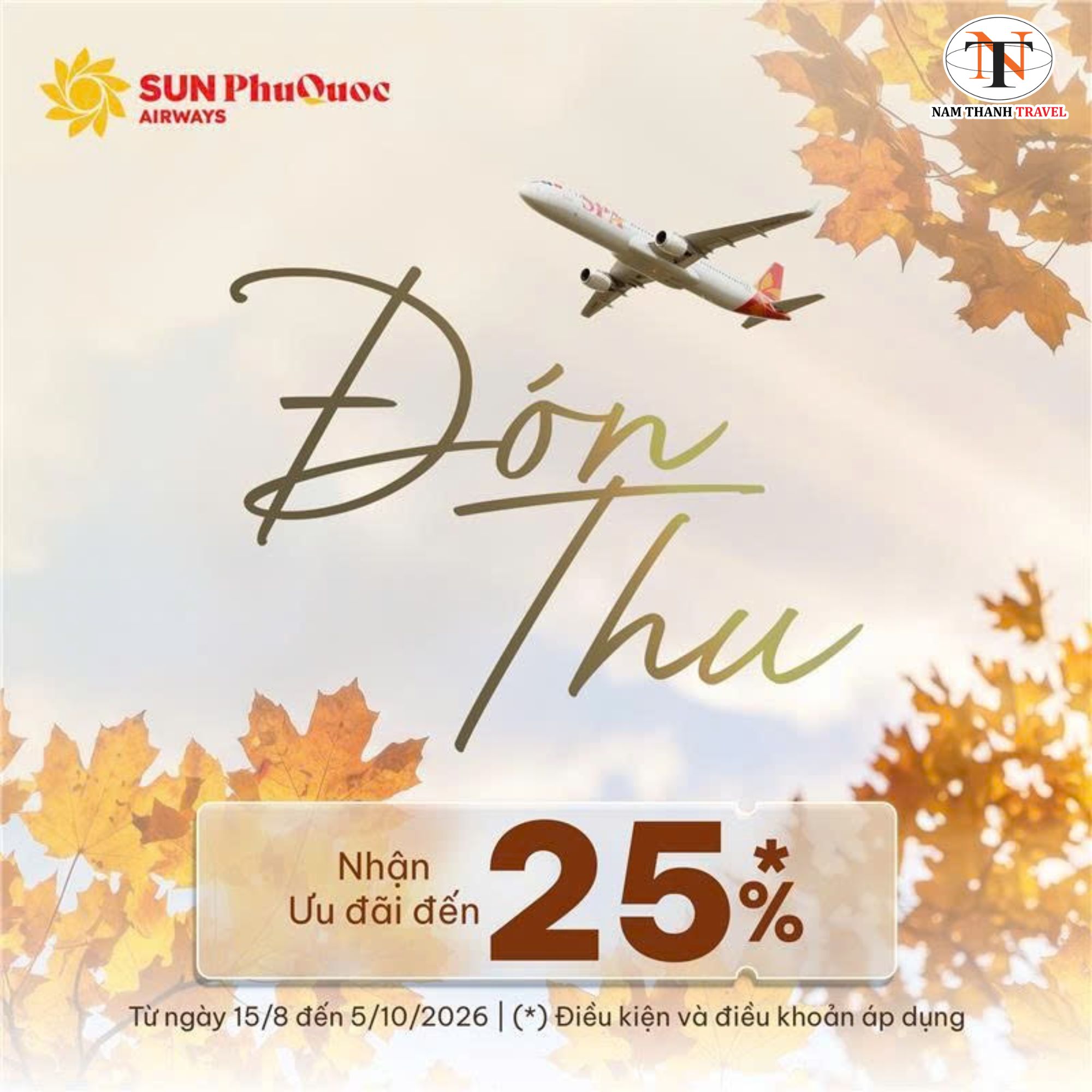Sun Phuquoc Airways tung ưu đãi đón thu đến 25% Sun Phuquoc Airways tung ưu đãi đón thu đến 25%