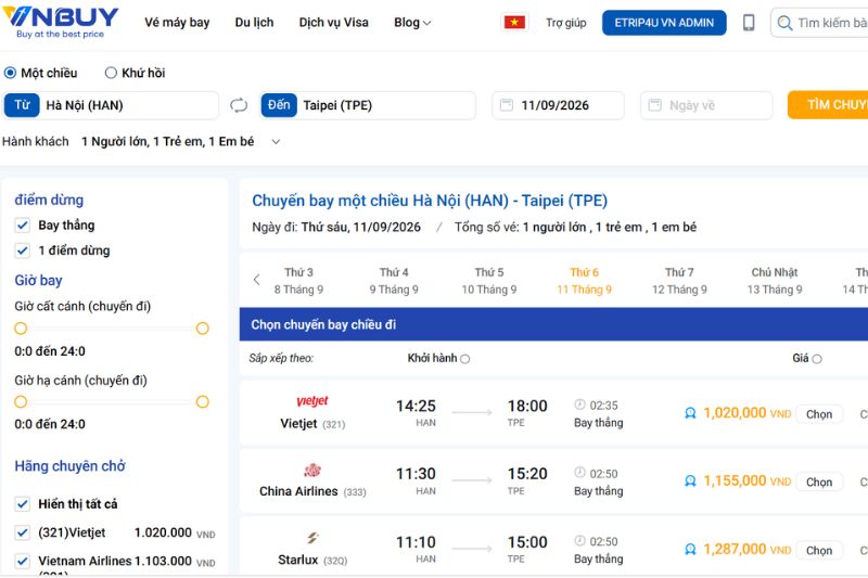 Vé máy bay đi Đài Loan giá tốt nhất tại Vnbuy.vn Vé máy bay đi Đài Loan giá tốt nhất tại Vnbuy.vn